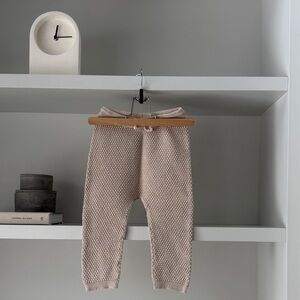 H&M Kids Knit Textured Jogger Pants in Beige